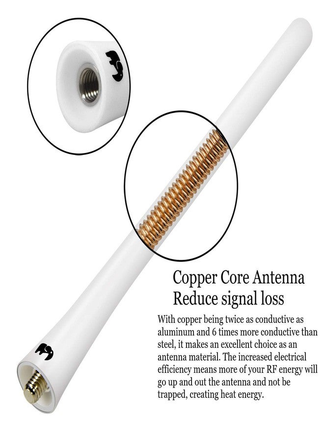 ONE250 7" inch Flexible Copper Core Antenna, Compatible with Mitsubishi - Lancer (2002-2017), Mirage (2010-2024), Montero (2001-2019), Outlander (2005-2018), RVR (2016-2018), L200 (2010-2024) (White) - Image 3