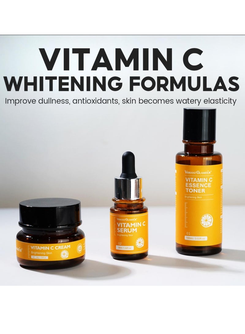 فايبرنت جلامور مجموعة العناية بالبشرة فيتامين سي ٣ قطع تونر سيروم كريم لتفتيح البشرة وترطيبها ومكافحة التجاعيد - Image 1