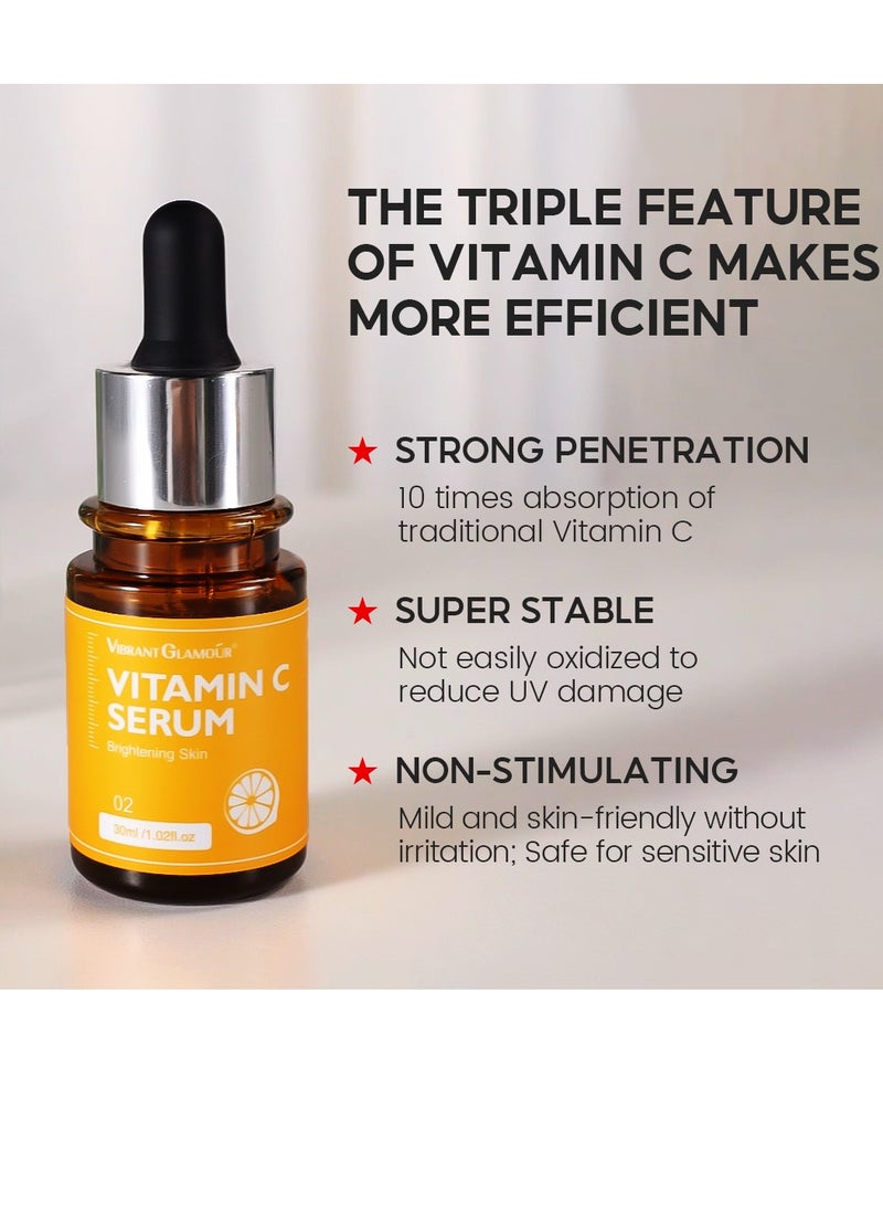 فايبرنت جلامور مجموعة العناية بالبشرة فيتامين سي ٣ قطع تونر سيروم كريم لتفتيح البشرة وترطيبها ومكافحة التجاعيد - Image 2