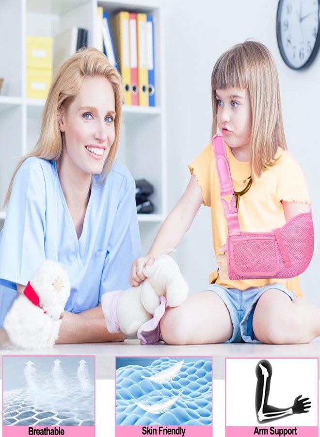 VISKONDA Kids Arm Sling,Mesh Medical Sling with Adjustable Shoulder Pad,Breathable Children Arm Support Shoulder Immobilizer Brace for Elbow,Wrist Injury,Torn Rotator Cuff,Post-Surgery(Pink,XX-Small) - Image 3
