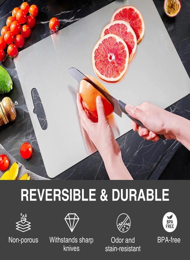 SOSMAR 304 Stainless Steel Cutting Board, Double-Sided Cut Board for Kitchen Food Grade Cutting Board, Rust-Proof, Hygienic, and Durable for Meat, Fruit, and Vegetables (9.84 x 14.17 inches) - Image 2