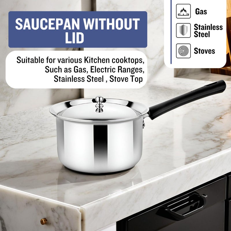 Prabha Heavy Gauge Encapsulated Base Stainless Steel Induction Base Virgo Saucepan, Sauce Pan, Cookware Pan with Steel Lid, Capacity 2.0 L, Size 18 cm - Image 5