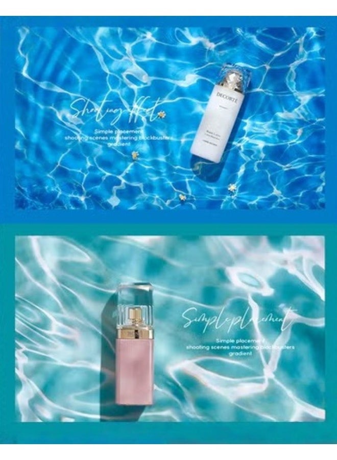 MIXDE 2Pcs Double Sided Photography Background, 4 Patterns Blue Sea Water Ripple Waterproof Paper,Tabletop Backdrop for Food Jewelry Cosmetics Makeup Photo Shoot - Image 4