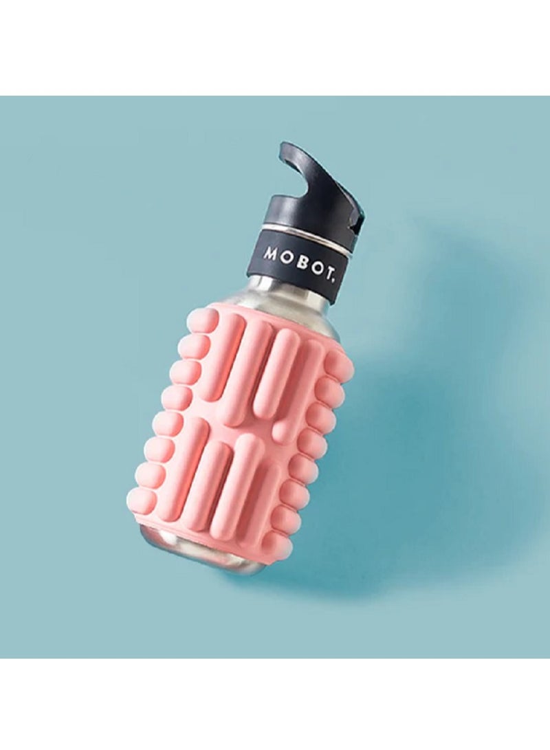 MOBOT Portable Travel Foam Roller Water Bottle with Sip Straw, Stainless Steel Screw Lid | Insulated Sports Water Bottle and Foam Rollers for Yoga, Workout, Home Gym, & Exercise, Blush Pink 532ml - Image 2