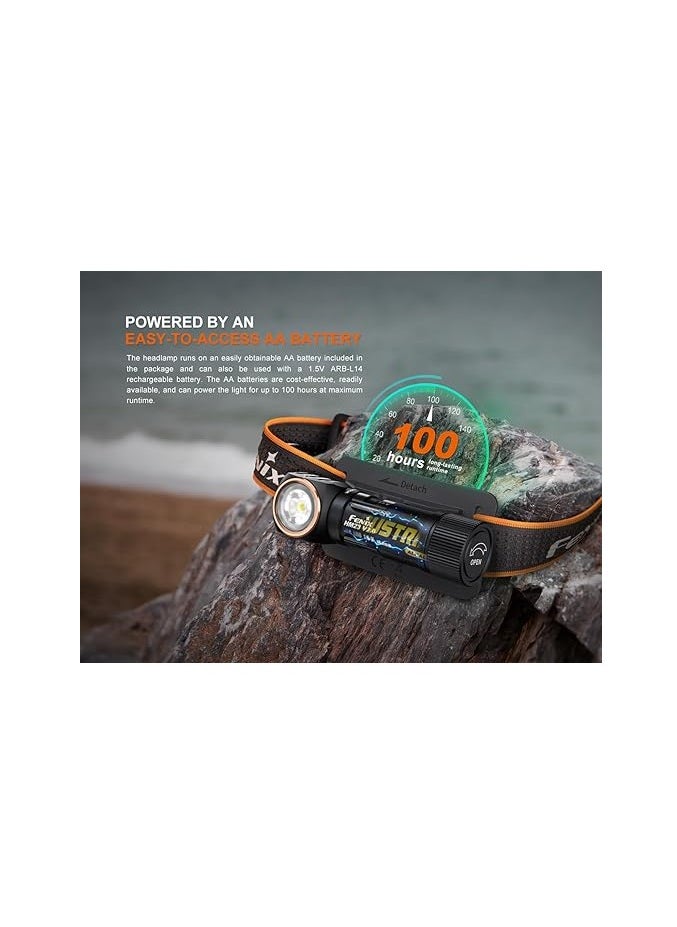 fenix - ​​HM23 V2.0 Compact, Lightweight, Multi-Purpose Right Angle Flashlight 300 Lumens, 88 Meters, 100 Hours Max, AA Battery Powered, Magnetic Back Cover, 150 Degree Vertical Tilt, IP68 Rating - Image 1