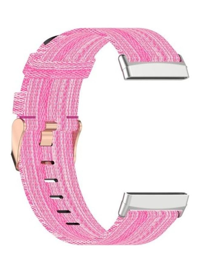 NIBEMINENT Nylon Canvas Strip Texture Strap For Fitbit Versa 3 / Sense Pink - Image 4
