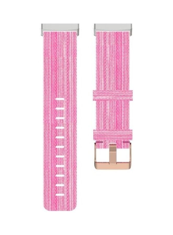 NIBEMINENT Nylon Canvas Strip Texture Strap For Fitbit Versa 3 / Sense Pink - Image 5