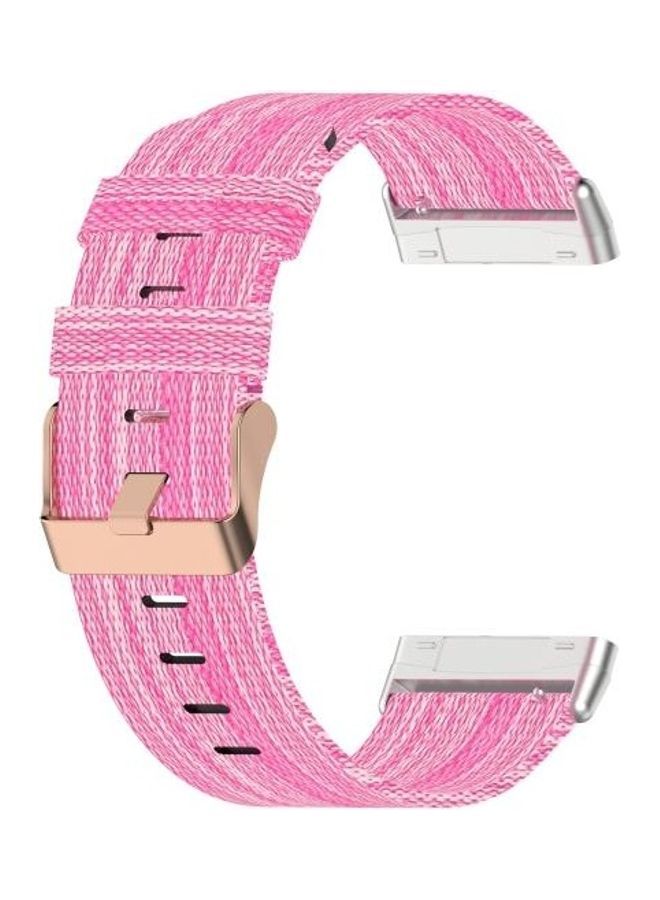 NIBEMINENT Nylon Canvas Strip Texture Strap For Fitbit Versa 3 / Sense Pink - Image 3
