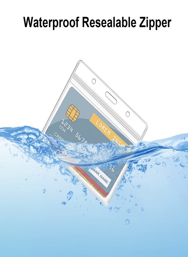 koorito 50 Pcs Clear Badge Holder Horizontal ID Card Holder Waterproof Plastic Card Name Badge Holder for Office, School, Conference - Image 5