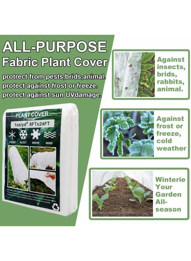 FARAER Plant Covers, 8Ft x 24Ft Reusable Floating Row Cover, 1oz Freeze Protection Plant Blankets for Cold Weather, Garden Winterize Cover for Winter Frost Protection, Thickened 1 oz Garden Quilt Cover - Image 2