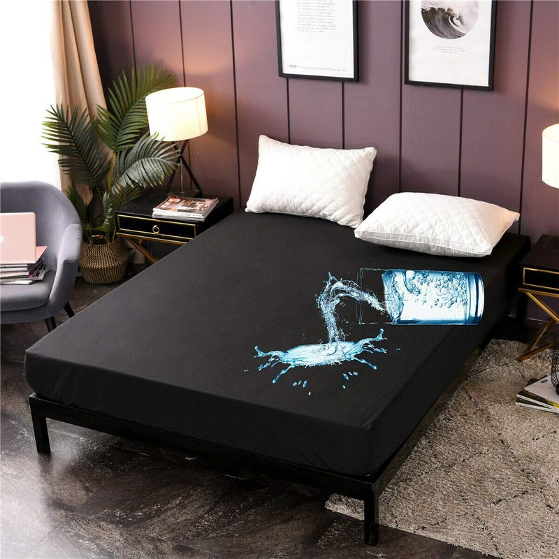 Holawakaka Holawakaka King Waterproof Mattress Encasement Protector Black Fitted Sheet Breathable Bed Mattress Pad Cover 14 Deep Pocket Black King 