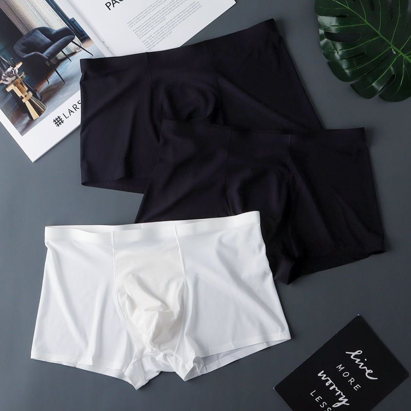 Men'S Ice Silk Thin Boxer Briefs Business Breathable Summer Boxer Briefs Simple Zipper Bag Mid-Waist - Image 5