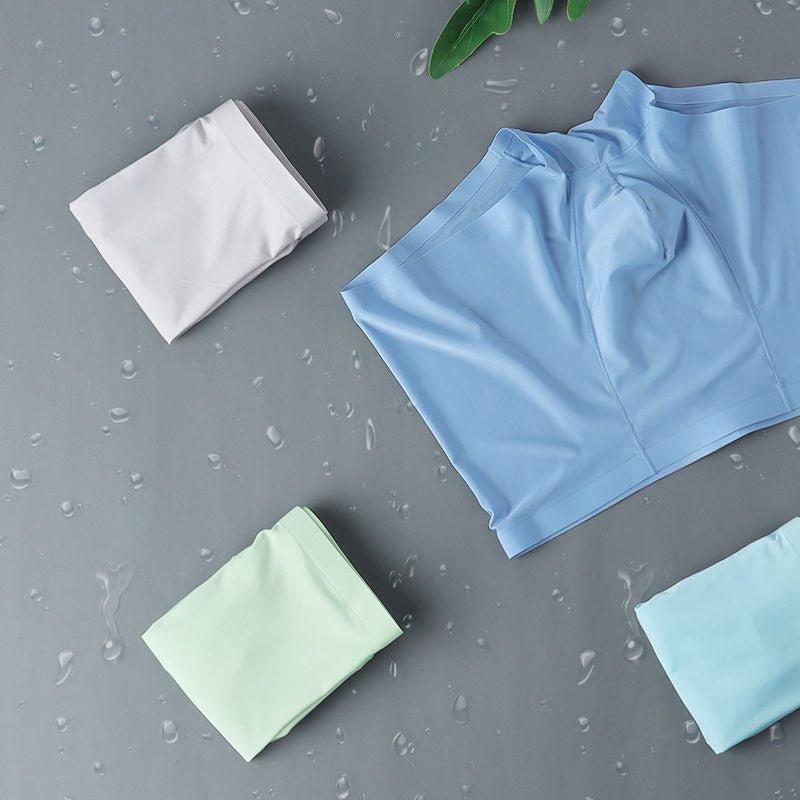Men'S Ice Silk Thin Boxer Briefs Business Breathable Summer Boxer Briefs Simple Zipper Bag Mid-Waist - Image 4