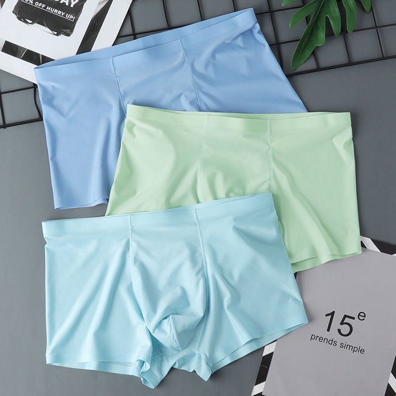 Men'S Ice Silk Thin Boxer Briefs Business Breathable Summer Boxer Briefs Simple Zipper Bag Mid-Waist - Image 3