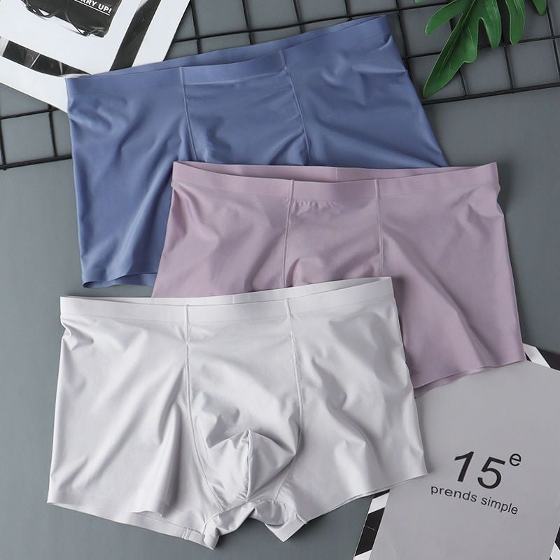 Men'S Ice Silk Thin Boxer Briefs Business Breathable Summer Boxer Briefs Simple Zipper Bag Mid-Waist - Image 2