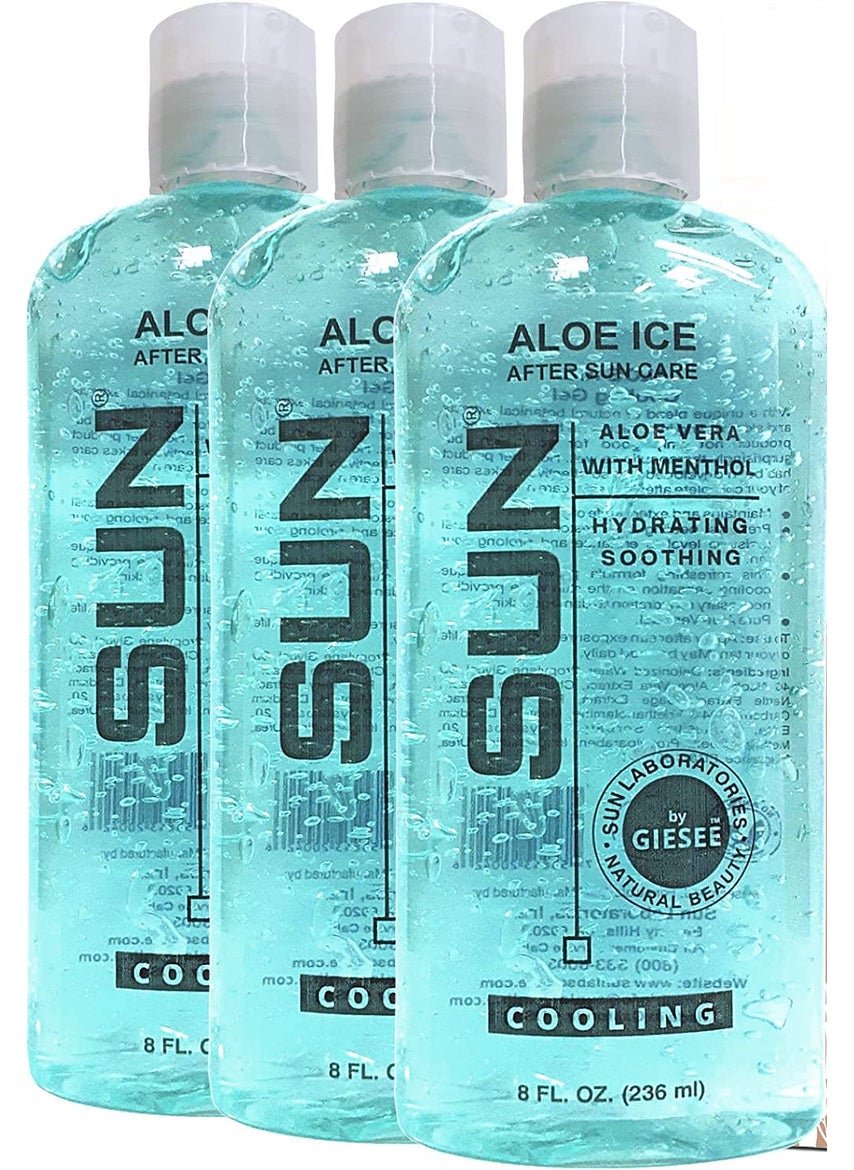 Sun Laboratories by Giesee Sun Laboratories Aloe Ice Gel 3-Pack 8 fl. oz. Bottles - Organic Aloe Vera Gel - Pure and Natural After Sun Care, Sunburn Relief, Soothing Sun Cream - Aloe Vera for Burns 