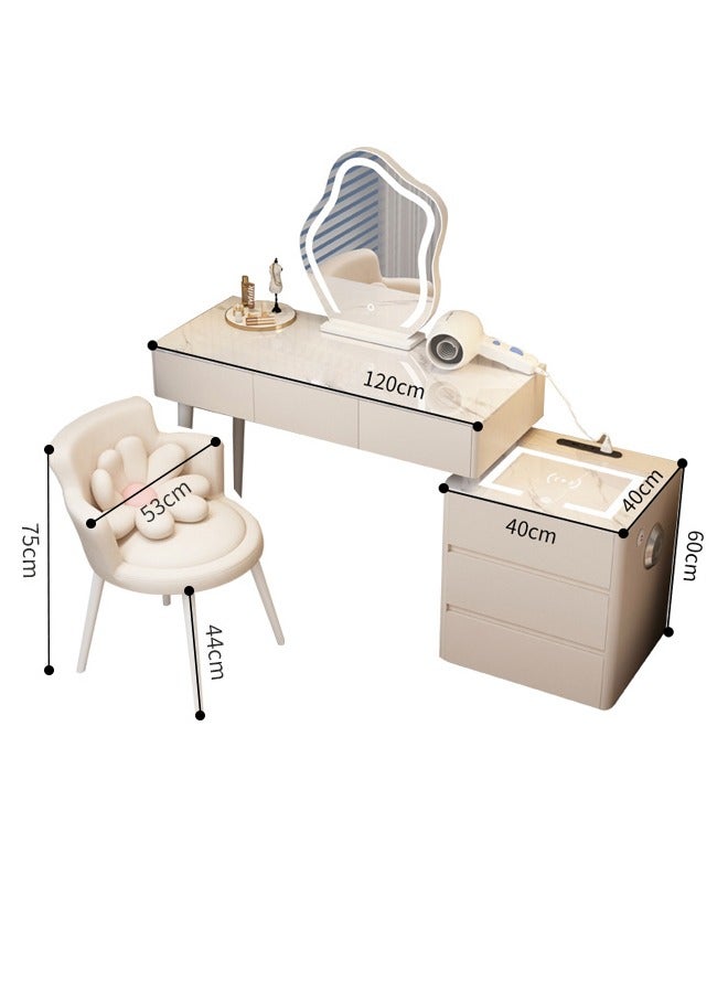 NKX Makeup Vanity Table Dressing Table Flip Mirror With Drawers And Chair With BT Speaker ,wireless charger and USB port 120CM - Image 5