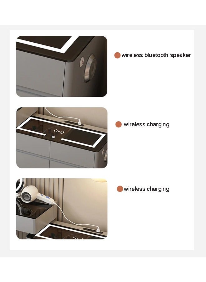 NKX Makeup Vanity Table Dressing Table Flip Mirror With Drawers And Chair With BT Speaker ,wireless charger and USB port 120CM - Image 4