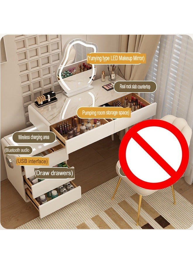 NKX Makeup Vanity Table Dressing Table Flip Mirror With Drawers And Chair With BT Speaker ,wireless charger and USB port 120CM - Image 2