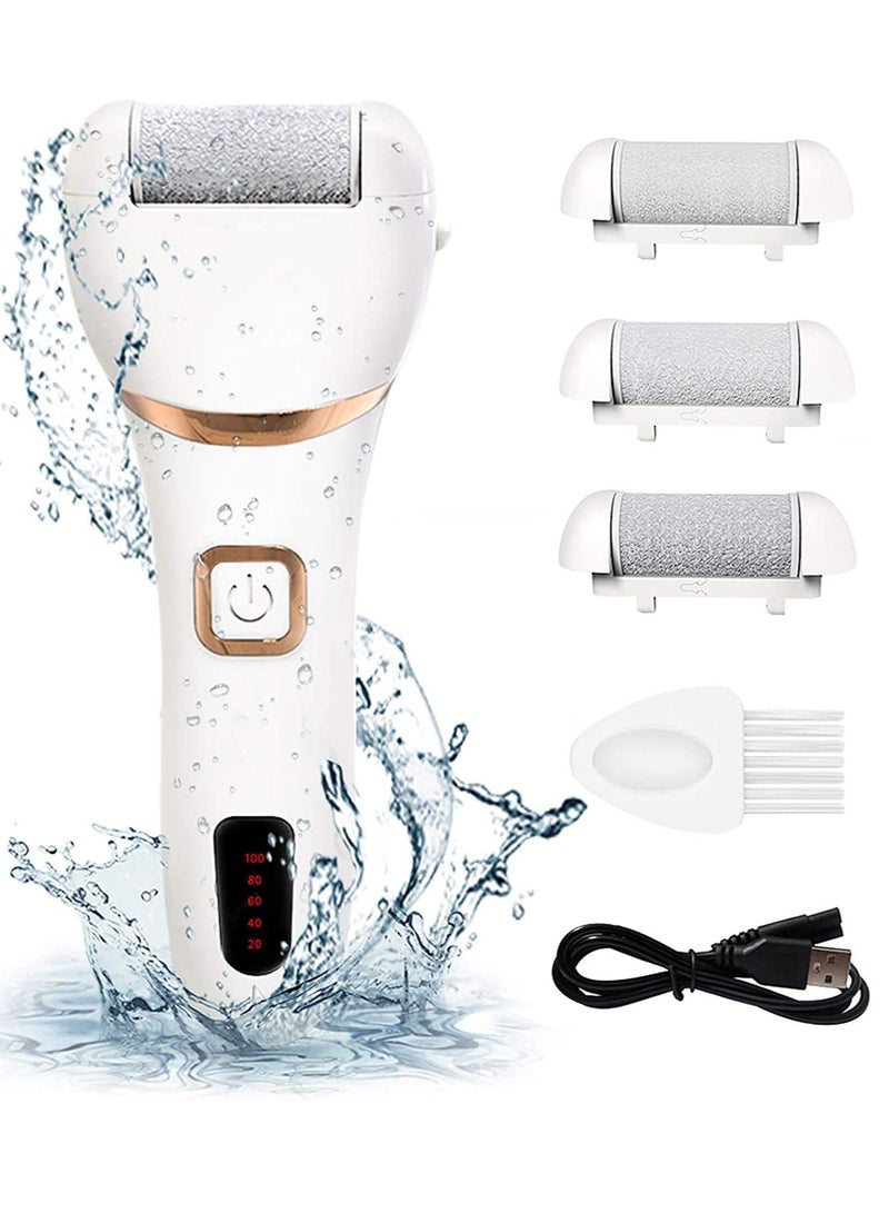 Electric Callus Remover, Rechargeable Electronic Feet File, Pedicure Foot File with IPX7 Waterproof Design for Dry Dead Skin with 3 Roller Heads - Image 1