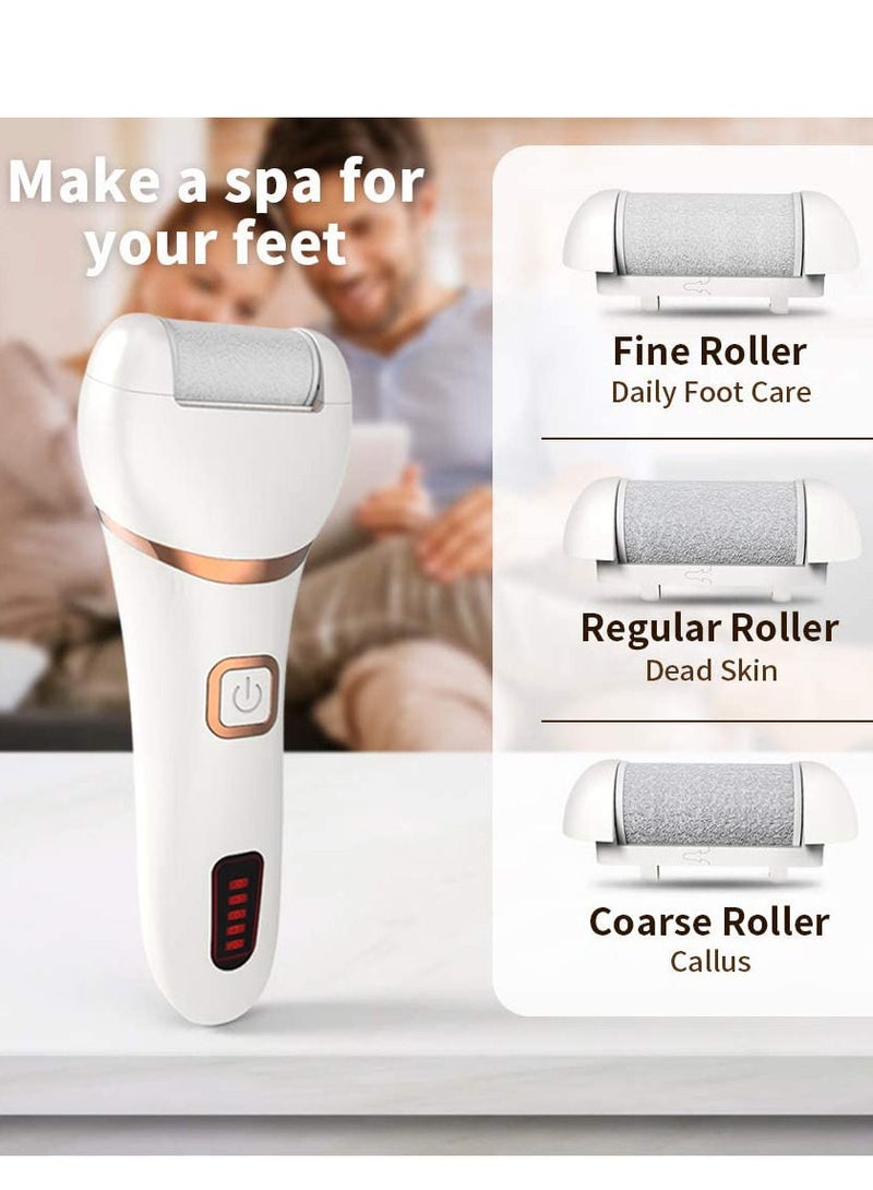 Electric Callus Remover, Rechargeable Electronic Feet File, Pedicure Foot File with IPX7 Waterproof Design for Dry Dead Skin with 3 Roller Heads - Image 2