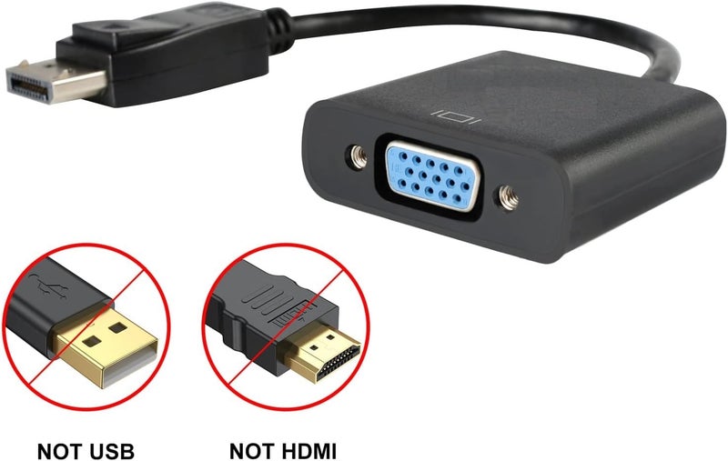 JGD PRODUCTS DP to VGA Adapter, HDMI to VGA 1080P Converter, Compatible with Computer, Desktop, Laptop, PC, Monitor, Projector, HDTV (DP to VGA) - Image 2