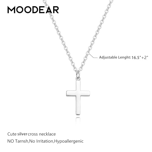 Moodear Silver Cross Necklace - Dainty 925 Sterling Silver Cross Pendant Simple Cute Necklaces for Women Jewelry Gift - Image 5