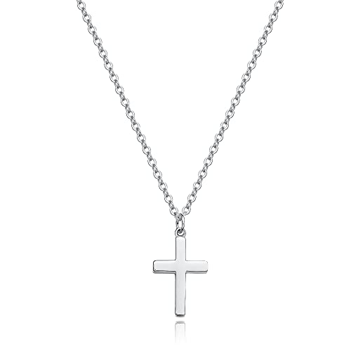Moodear Silver Cross Necklace - Dainty 925 Sterling Silver Cross Pendant Simple Cute Necklaces for Women Jewelry Gift - Image 1