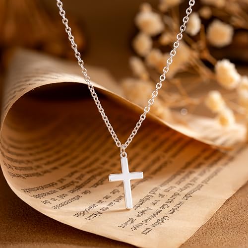 Moodear Silver Cross Necklace - Dainty 925 Sterling Silver Cross Pendant Simple Cute Necklaces for Women Jewelry Gift - Image 4