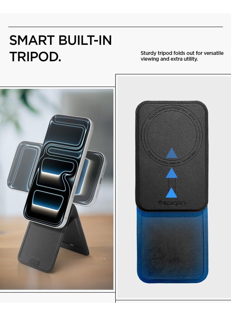 Spigen Slim Fold (MagFit) Magnetic Wallet Card Holder [1 Card Tripod Stand] MagSafe Compatible with iPhone 17/16/15/14/13/12 Series, Pixel 10 Pixelsnap & MagSafe Cases – Black 1-Card - Image 4