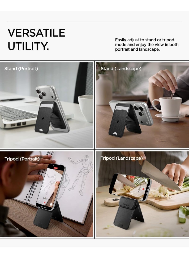 Spigen Slim Fold (MagFit) Magnetic Wallet Card Holder [1 Card Tripod Stand] MagSafe Compatible with iPhone 17/16/15/14/13/12 Series, Pixel 10 Pixelsnap & MagSafe Cases – Black 1-Card - Image 3