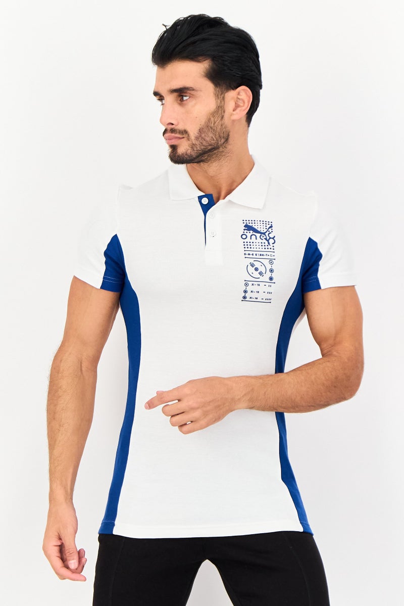 PUMA One8 Men Slim Fit Brand Logo Short Sleeves Golf Polo Shirt, Multicolor - Image 1