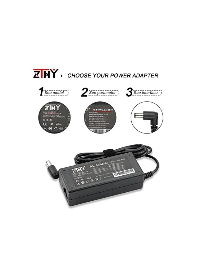 ZTHY - 65W 18.5V 3.5A Laptop Charger Replacement For Hp Pavilion Dv7 Dv6 G6 G7 Dv5 Dv4 Dm4 G62 G72 Ac Adapter Power Supply Cord - Image 1