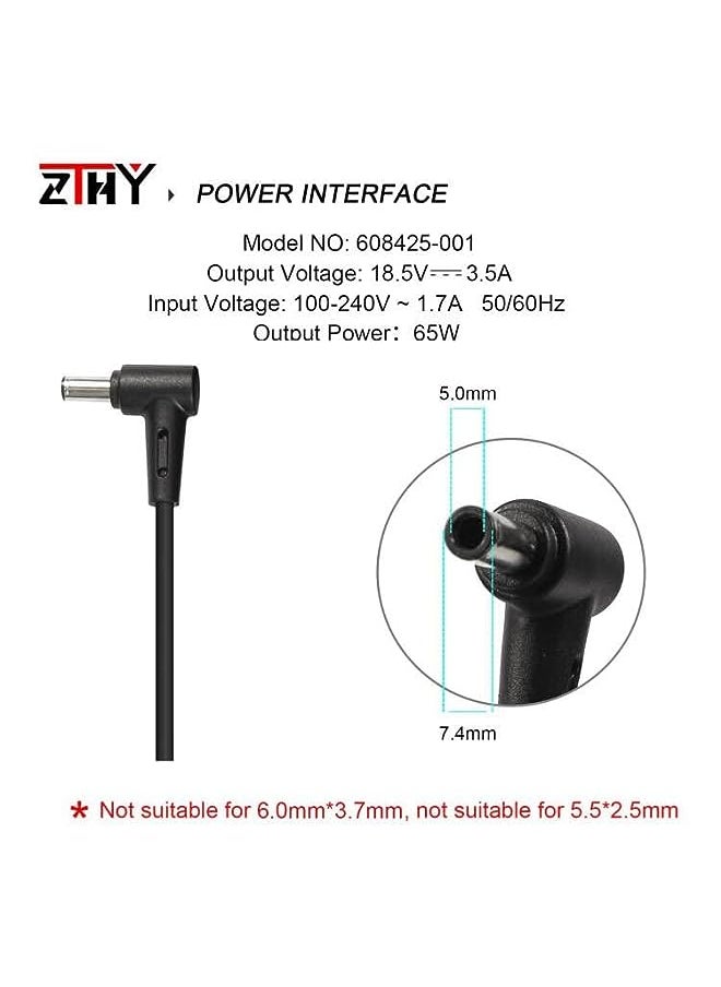 ZTHY - 65W 18.5V 3.5A Laptop Charger Replacement For Hp Pavilion Dv7 Dv6 G6 G7 Dv5 Dv4 Dm4 G62 G72 Ac Adapter Power Supply Cord - Image 1