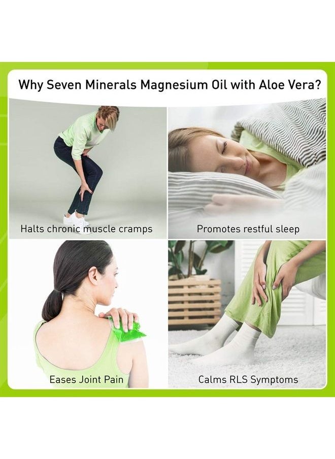 Seven Minerals - Magnesium Oil Spray with Aloe Vera - Less Itchy - Use as Magnesium Deodorant - Made in USA - Get Healthy Hair & Skin and Sleep Better! | FREE eBook Included (Big 12 oz) - Image 1