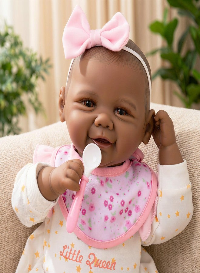 KSBD Baby Doll Black Girl 17 Inch, Lifelike African American Newborn Doll with Soft Weighted Body, Realistic Baby Doll for Girls, Bottle, Pacifier, Diapers & Bibs, Gift for Ages 3+ - Image 1