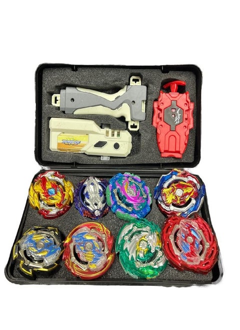 8 Piece Beyblade Burst Set With Launcher And Storage Box