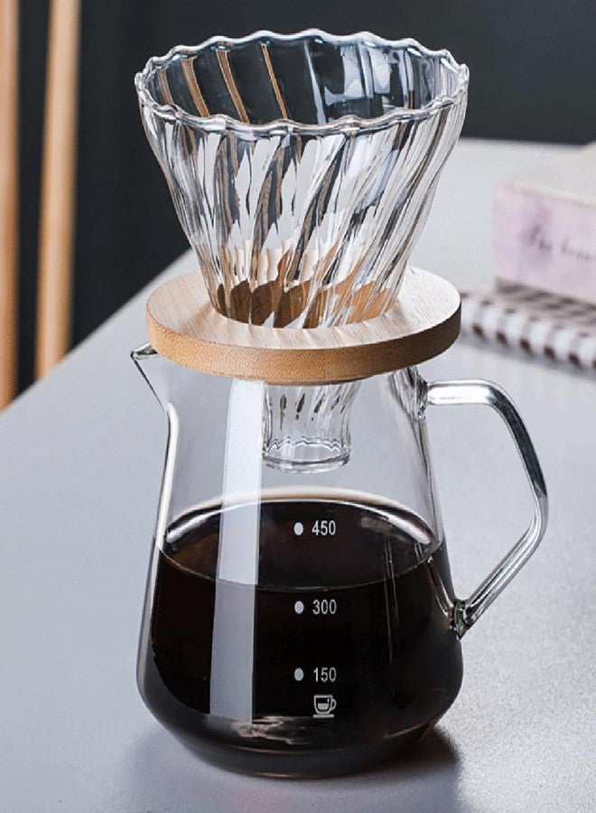 COFISUKI Pour Over Coffee Maker - 20 OZ /600ML Glass Carafe Coffee Server with Glass Coffee Dripper/Filter, Drip Coffee Maker Set for Home or Office, 1-5 Cups - Image 1