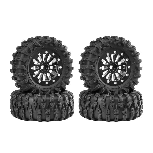 daitoku 13 Beadlock Wheels and Tires 13 Wheel Tires Set for 118 124 Trx4m SCX24 RC Crawler Car 4PCS Black - Image 1