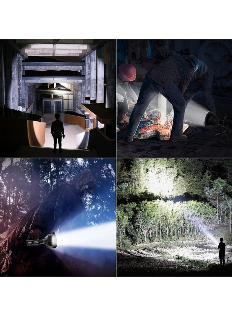 Rechargeable Spotlight Flashlight High Lumen, Super Bright LED Searchlight Waterproof 4 Modes Handheld Spotlight with Tripod for Emergency, Fishing, Hiking, Camping - Image 3