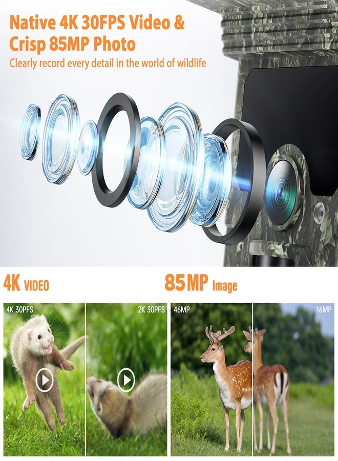 VOOPEAK 4K Trail Camera WiFi - 85MP 30FPS Solar Trail Camera with 850nm Night Vision, 120°Wide Angle Motion Activated Trigger, 0.1s Trigger, Waterproof IP66 for Wildlife Monitoring - Image 4