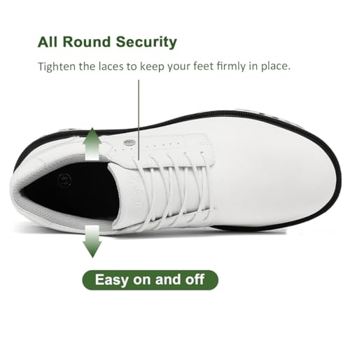 ULTIANT Mens Golf Shoes Traditions Spikeless Size 7.5-13(White,41.5) - Image 4