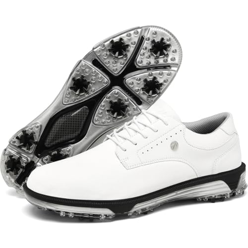 ULTIANT Mens Golf Shoes Traditions Spikeless Size 7.5-13(White,41.5) - Image 1