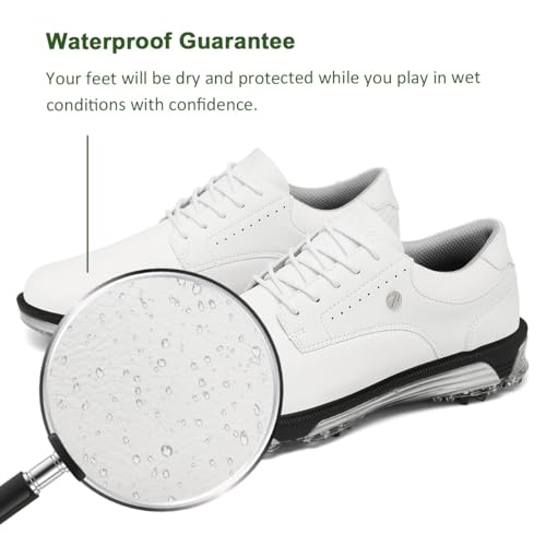 ULTIANT Mens Golf Shoes Traditions Spikeless Size 7.5-13(White,41.5) - Image 2