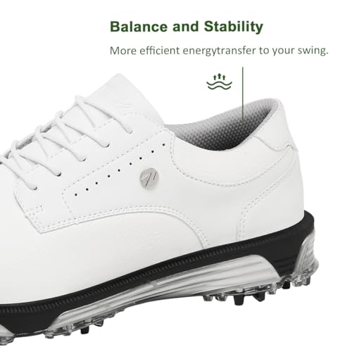 ULTIANT Mens Golf Shoes Traditions Spikeless Size 7.5-13(White,41.5) - Image 3
