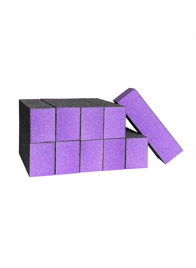 HeeYaa 10 Pcs Nail Buffer Sanding Block Polisher Buffing File 100/180 Grit 3 Sides Nail Files Art Pedicure Manicure File(Black Purple) - Image 1