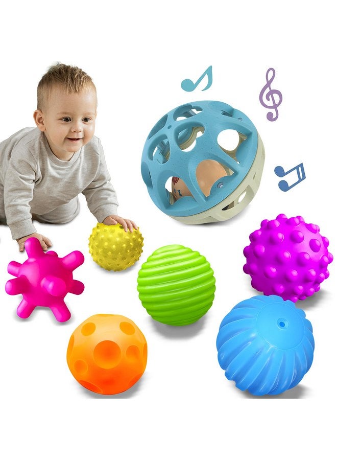 ROHSCE Sensory Toys for Babies, Montessori Textured Baby Balls and Wheat Straw Rattle, Baby Toys for 6-12 Months, Ideal Newborn Gifts for Boys and Girls, Toddler Toys for 1-3 - Image 1