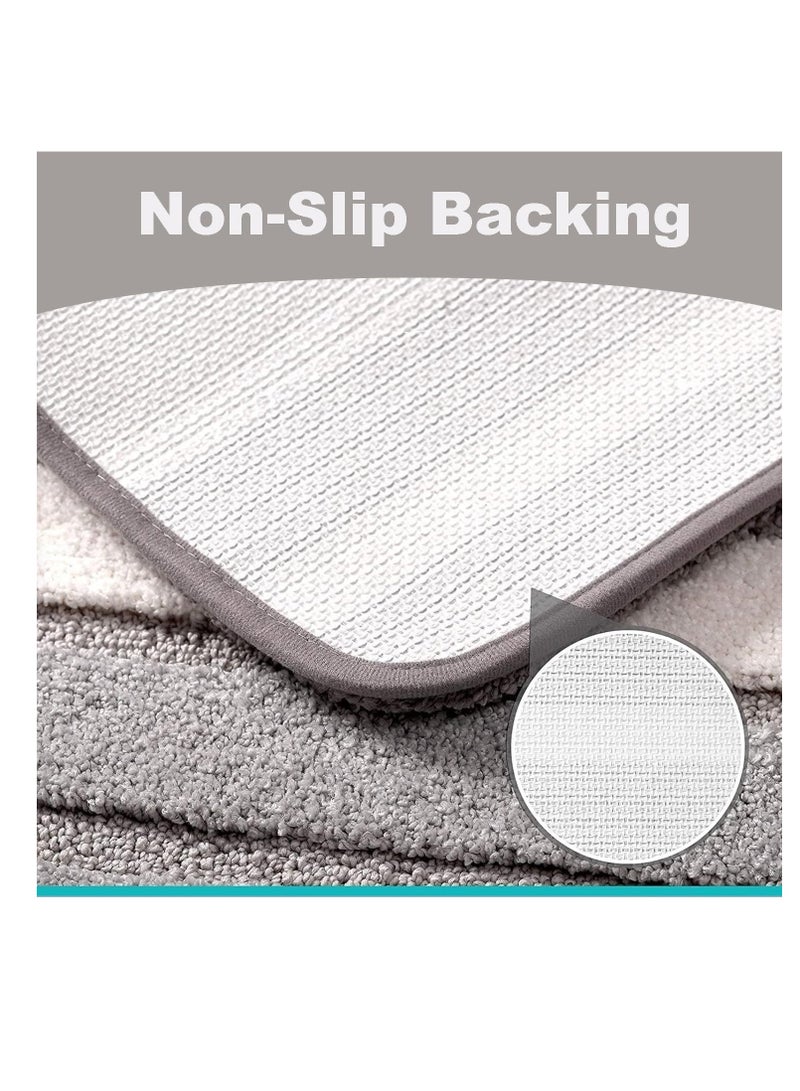 TYCOM سجاد الحمام حصيرة 50x80 سم غير قابلة للانزلاق ناعمة رقيقة من الألياف الدقيقة سجادة دش قابلة للغسل في الغسالة سريعة الجفاف حصائر استحمام فائقة للحمام والدش فضي. - Image 3
