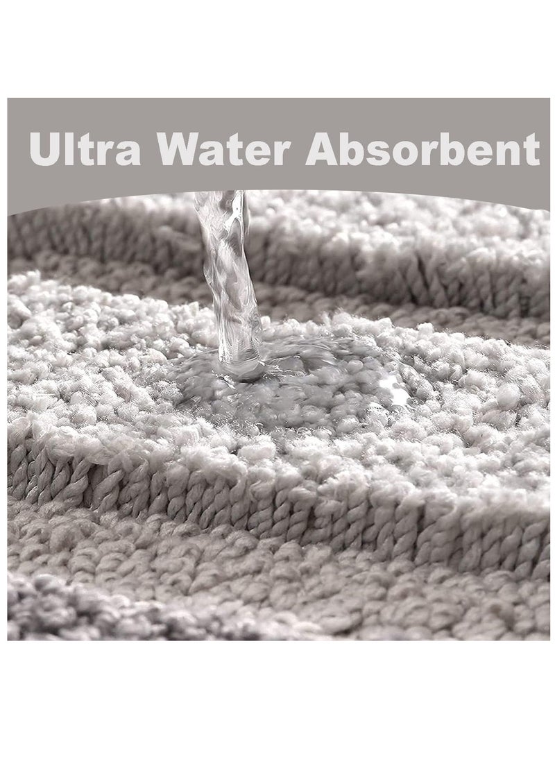 TYCOM سجاد الحمام حصيرة 50x80 سم غير قابلة للانزلاق ناعمة رقيقة من الألياف الدقيقة سجادة دش قابلة للغسل في الغسالة سريعة الجفاف حصائر استحمام فائقة للحمام والدش فضي. - Image 4