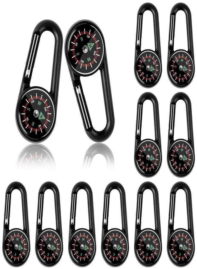 Taikula 12 Pcs mini Compass Keychain for Kids Bulk, Small Pocket Magnetic Compass Survival Hiking for Outdoor Survival Camping Party Backpacking Accessory (Black) - Image 1